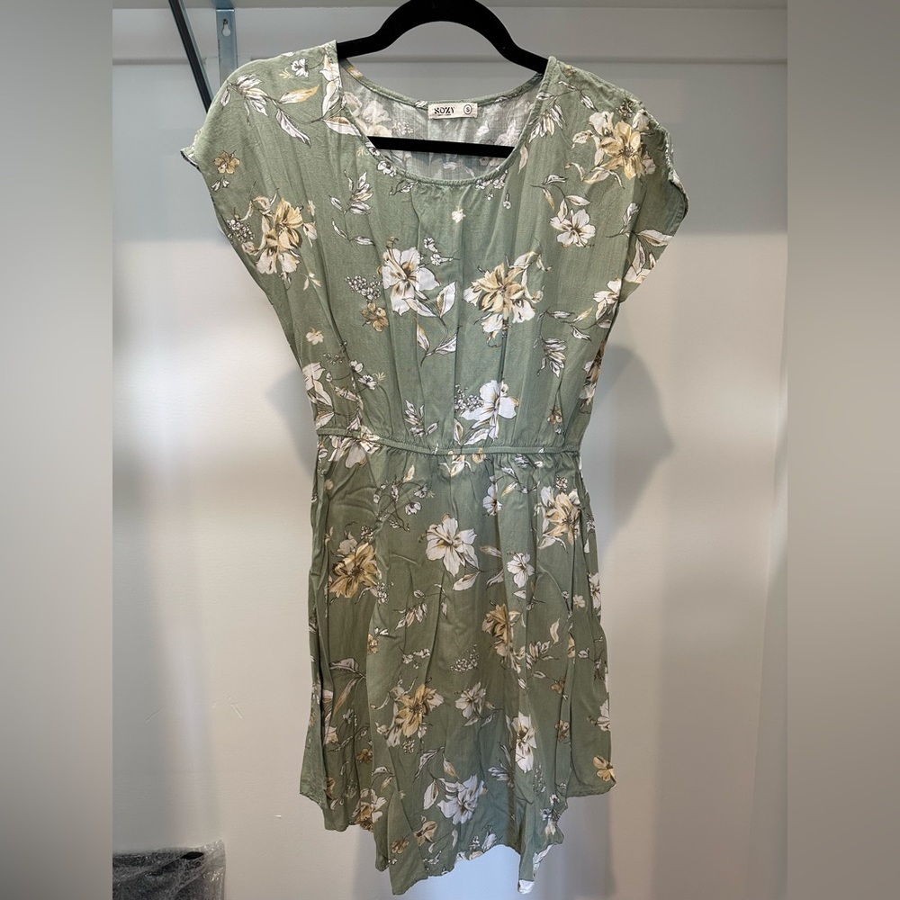 A New Day Green Floral Tie-Waist Dress